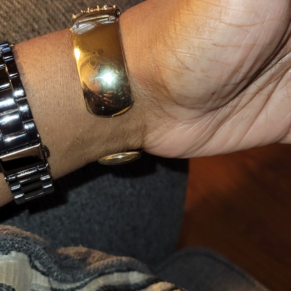 Glamorous Sterling Silver Multi Color Sapphire Gemstone Hinged Cuff Bracelet - Picture 4 of 8